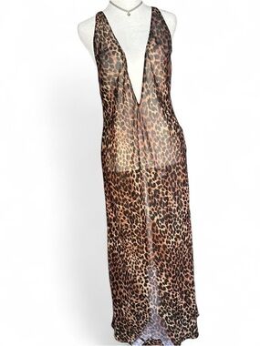Frederick's of Hollywood Brown and Black Leopard Slip Dress